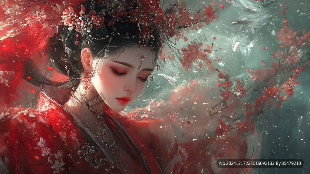 红衣少女设计古风