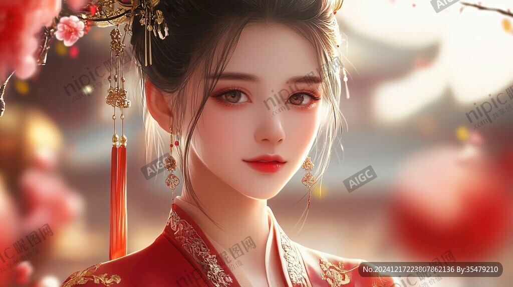 红衣少女设计古风