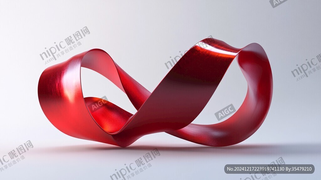 3d缠绕红色丝带