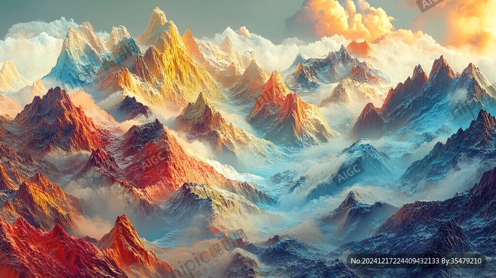 群山远山抽象锦绣山河