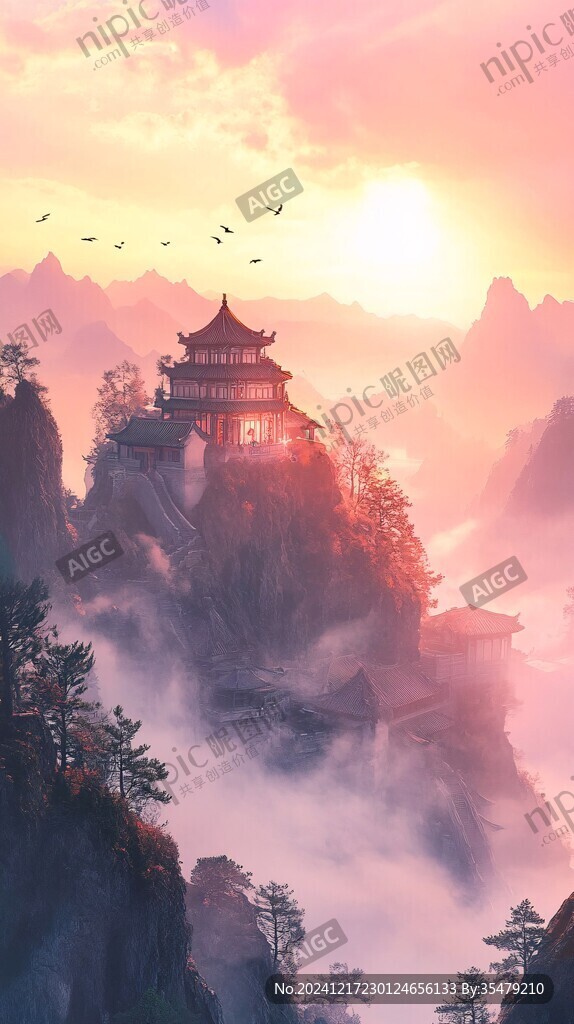 山水楼阁雅致意境风