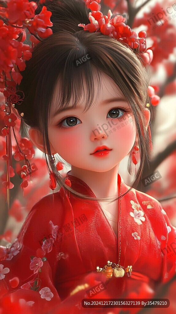 红衣少女设计古风