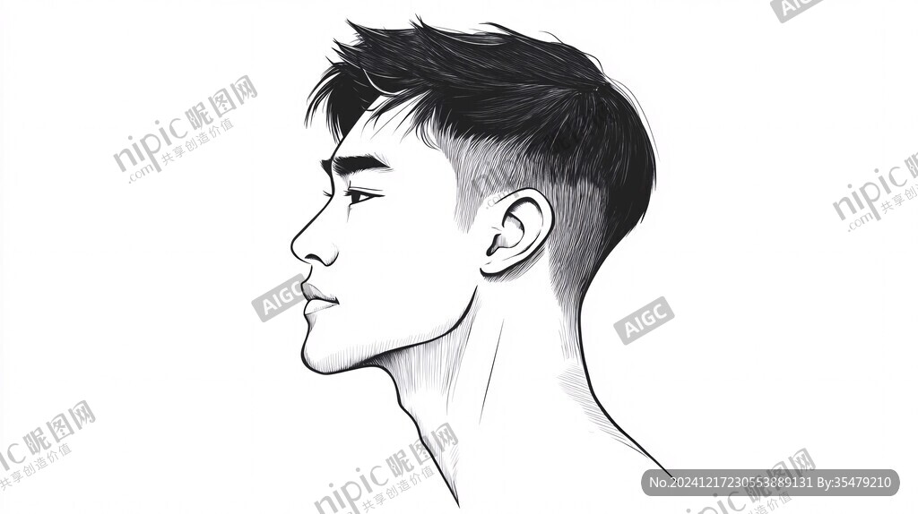 男生头发素描