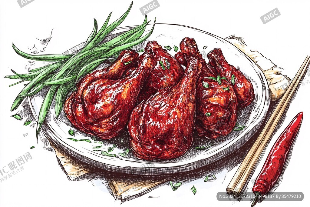 卤鸡腿插画