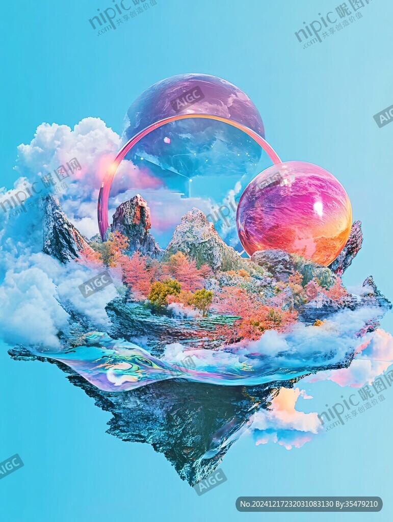 3d云海悬浮小岛