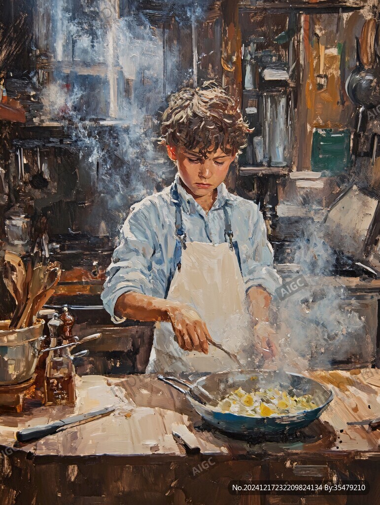 做美食男孩插画