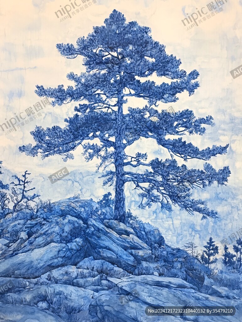 油画松树