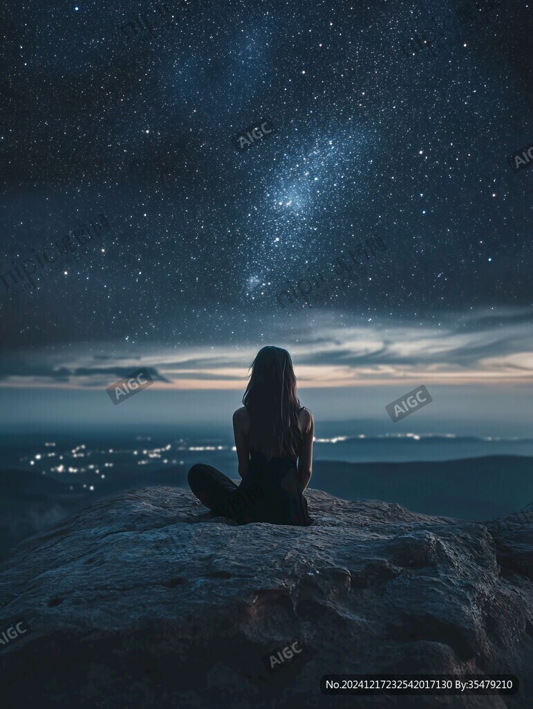 星辰大海女孩背影