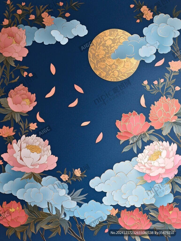 花好月圆包装插画