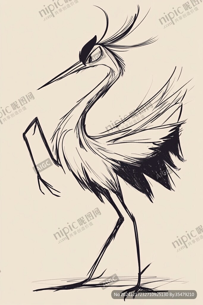 卡通手绘鹤