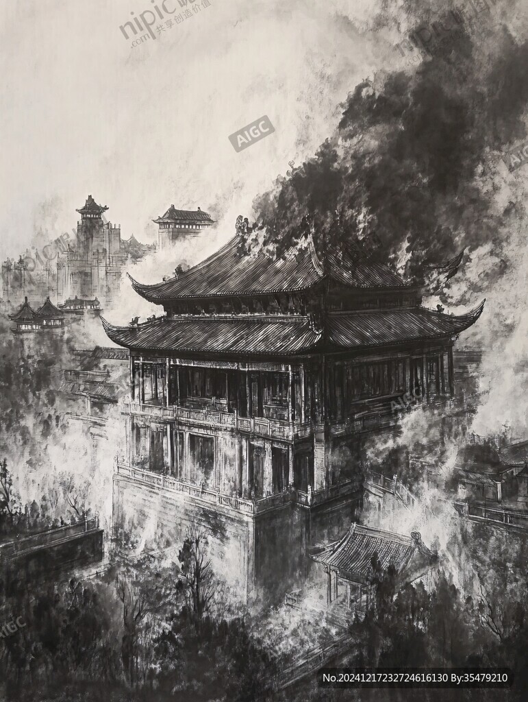 烟雨楼插画