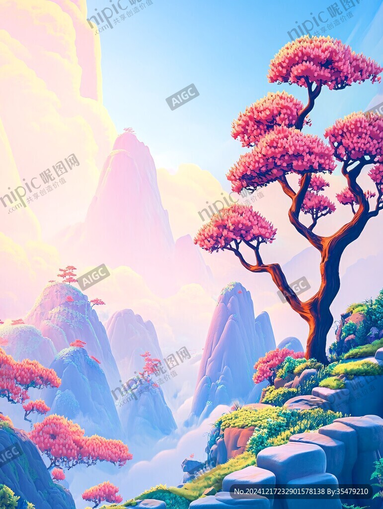 迎客松插画