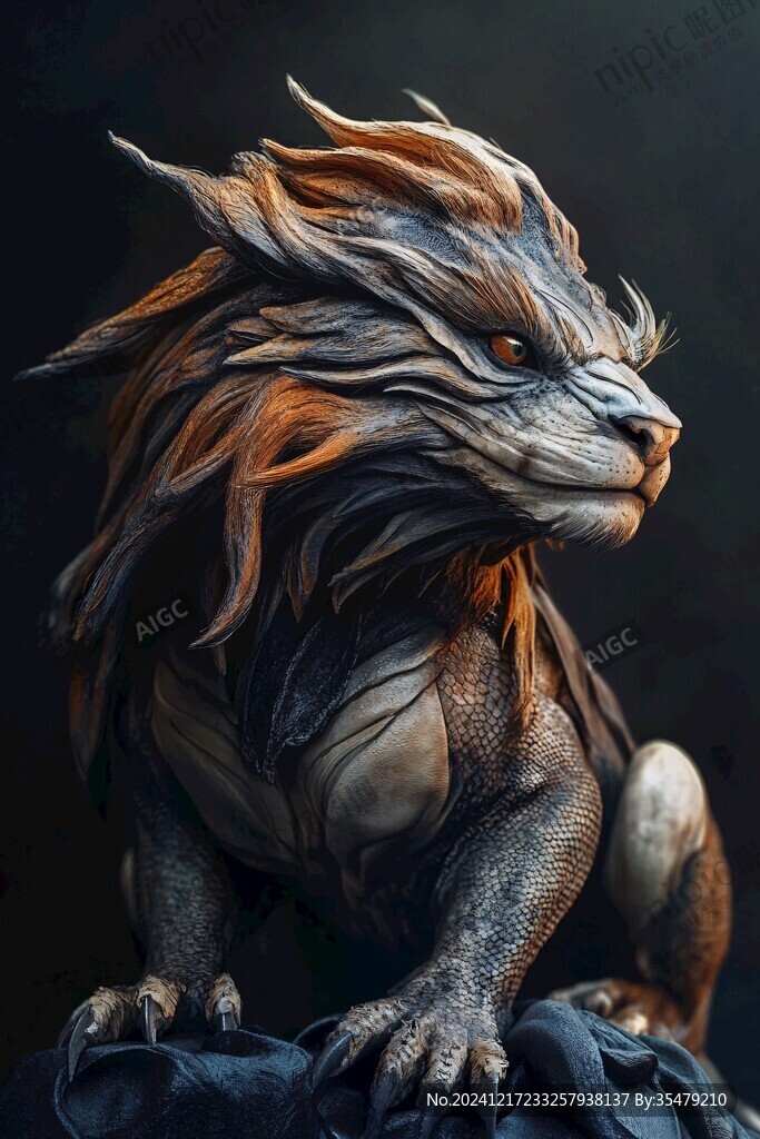 仙人神兽局部特写