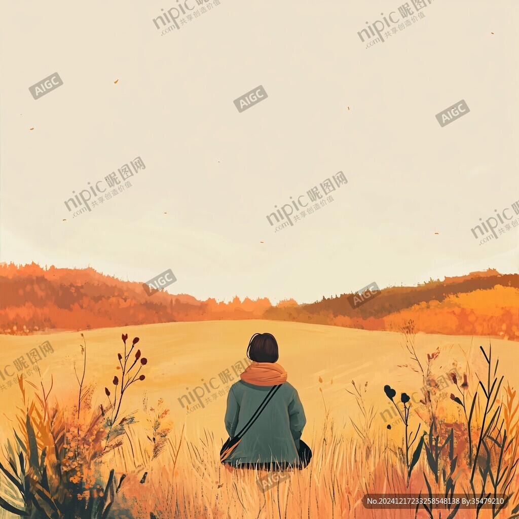 秋天治愈插画