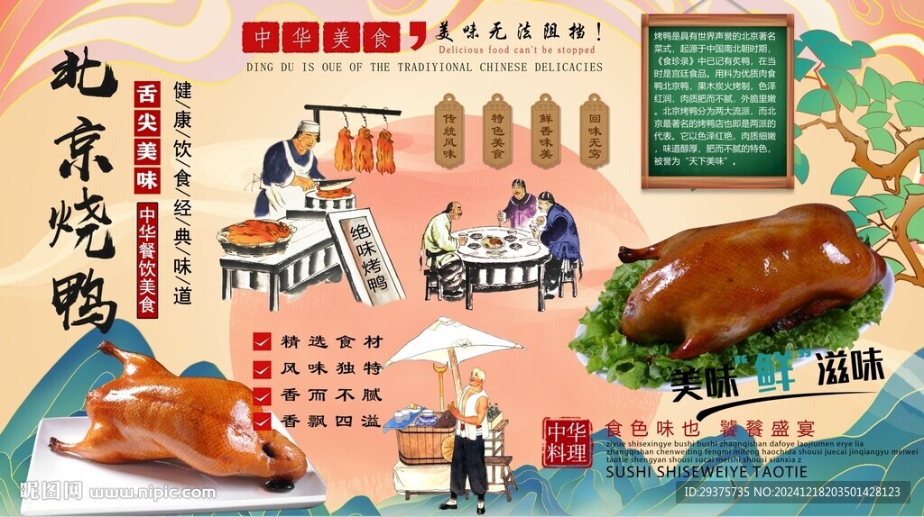 北京烤鸭背景墙