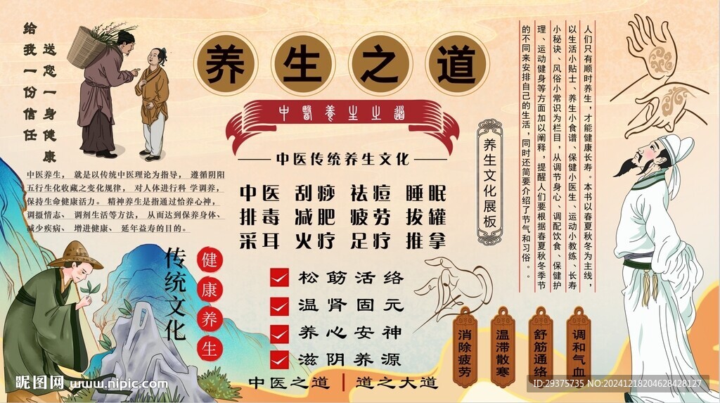中医养生之道背景墙