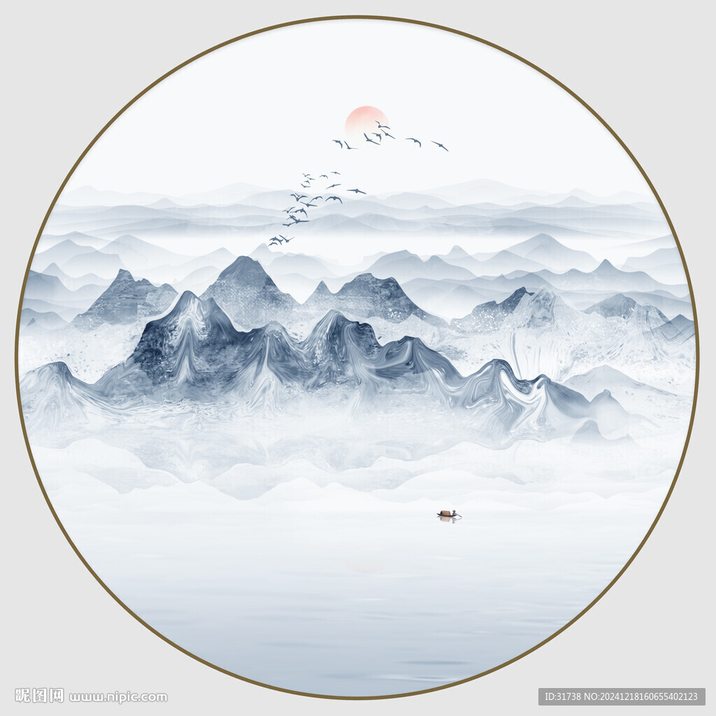 圆形山水画