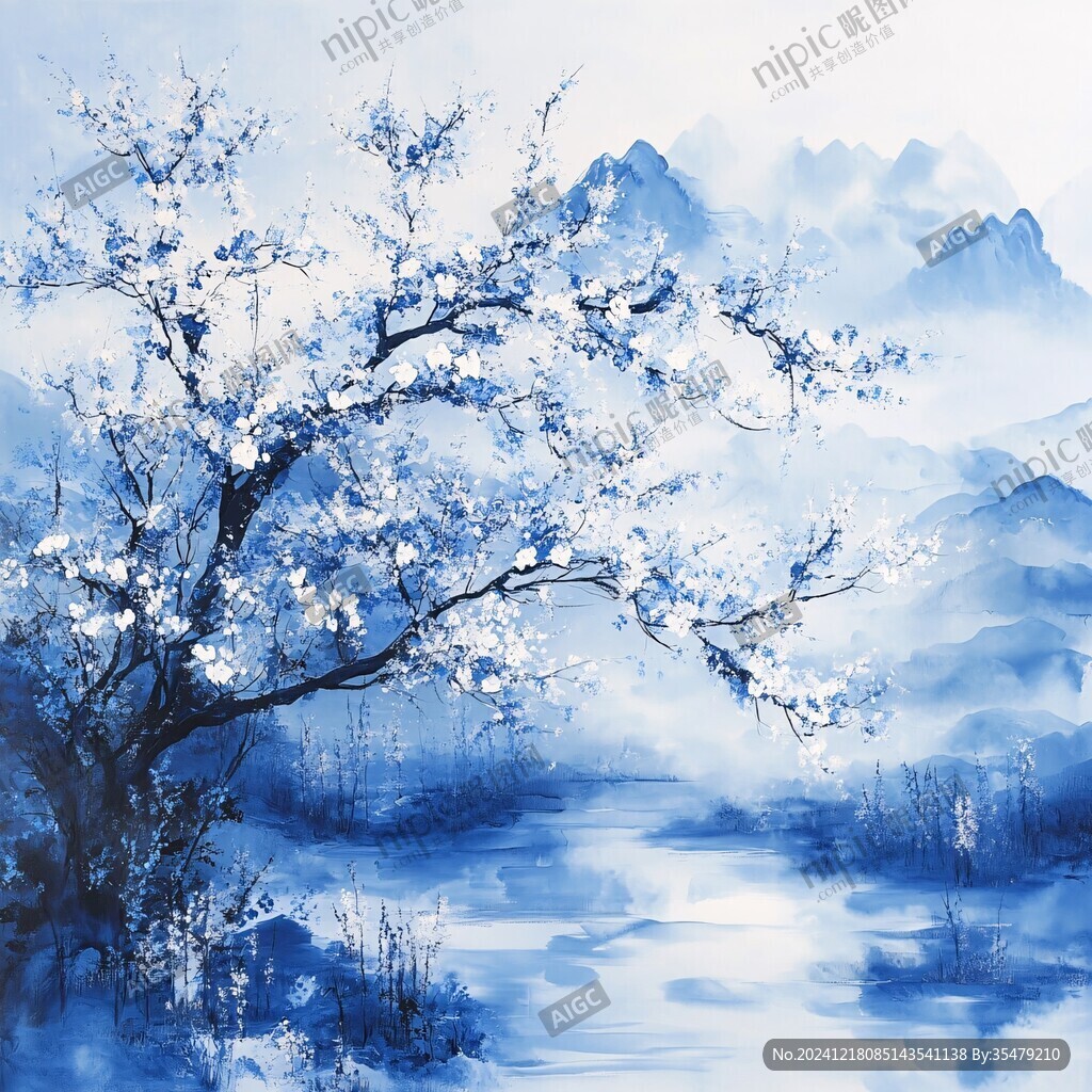 蓝色梦幻山水风情
