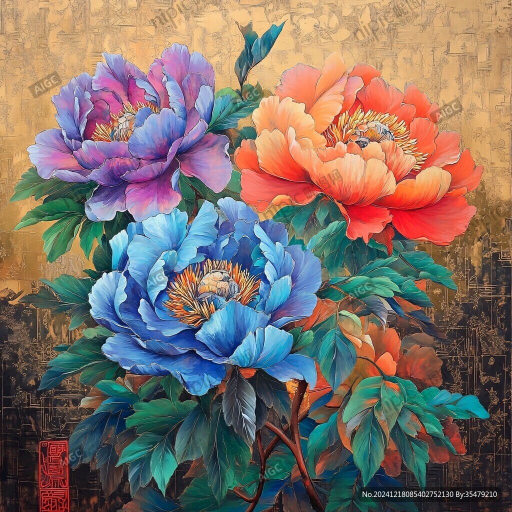 描金牡丹