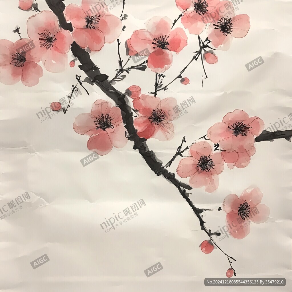 水彩梅花墙纸