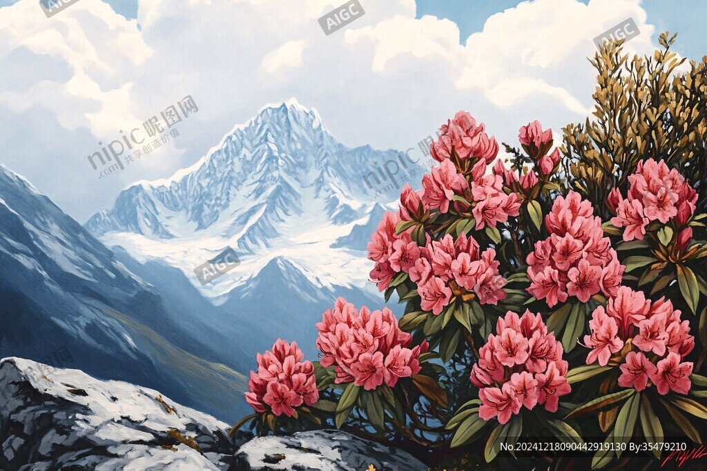 雪山下的花
