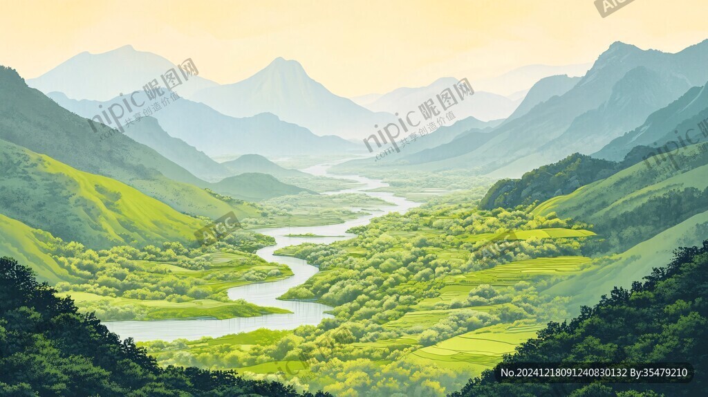 山河插画
