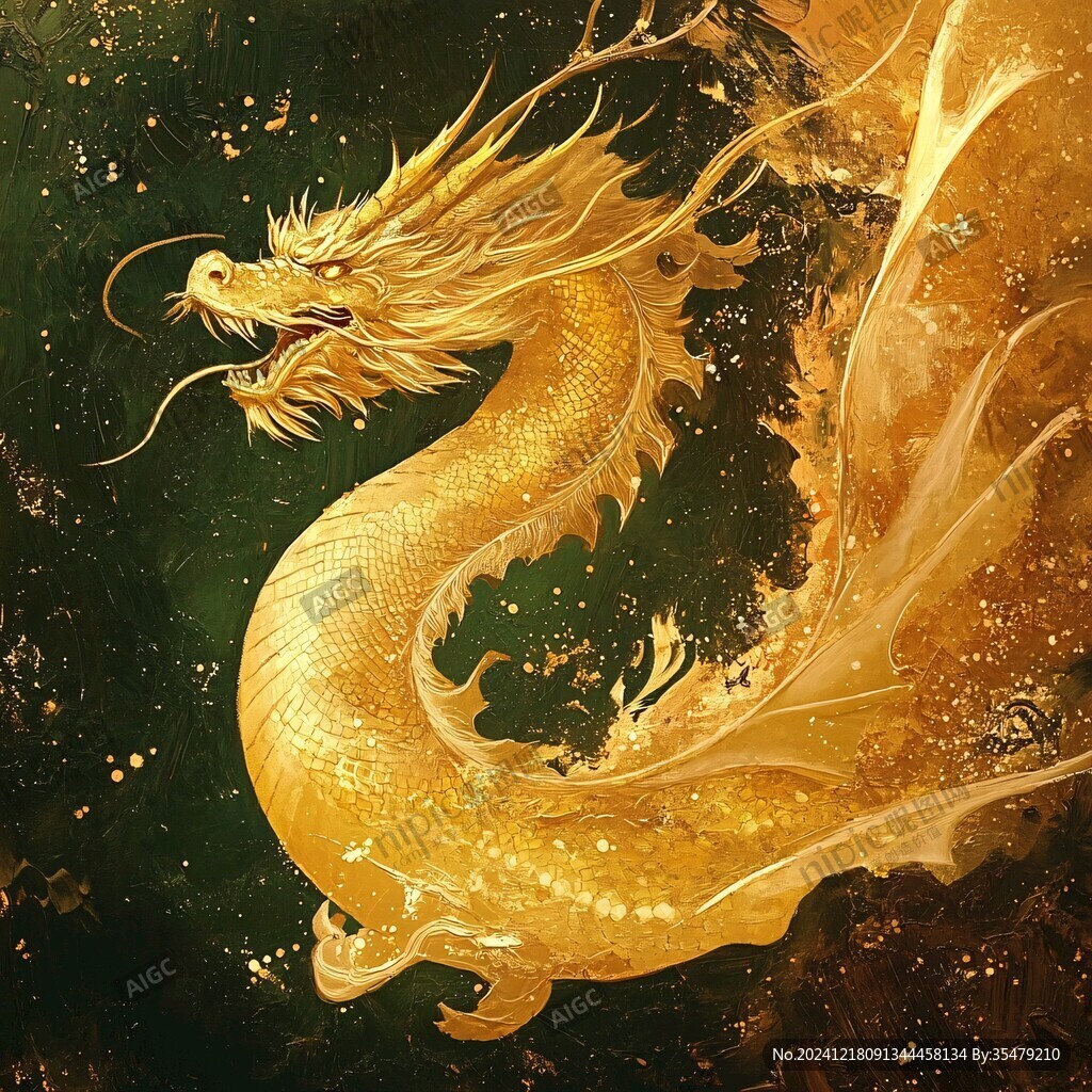 龙年烫金插画