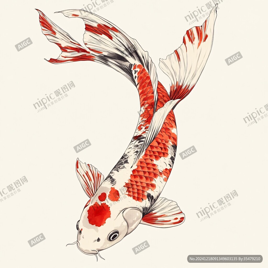 手绘锦鲤插画