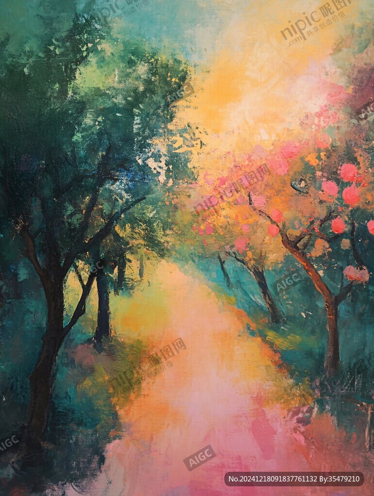 开花的树油画