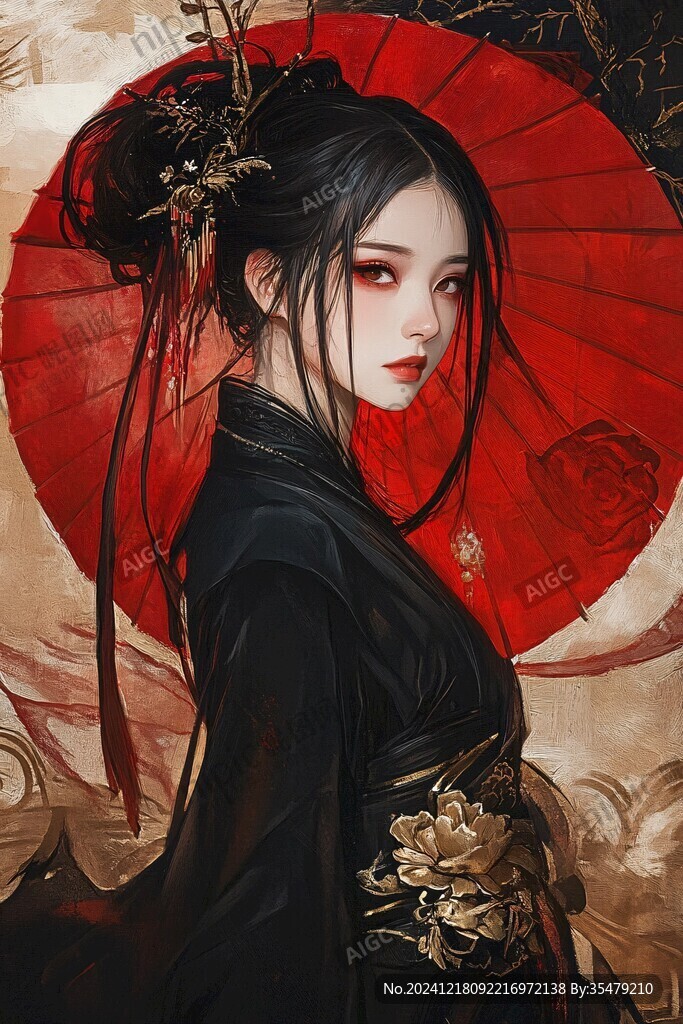 红衣少女设计古风