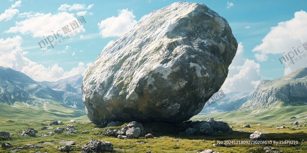 草甸怪石蓝天白云