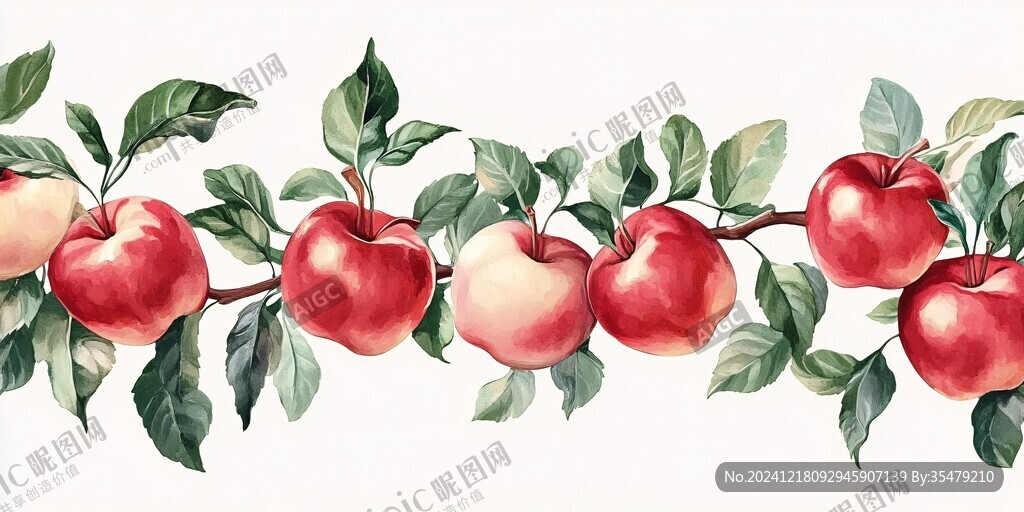 新中式装饰画手绘苹果