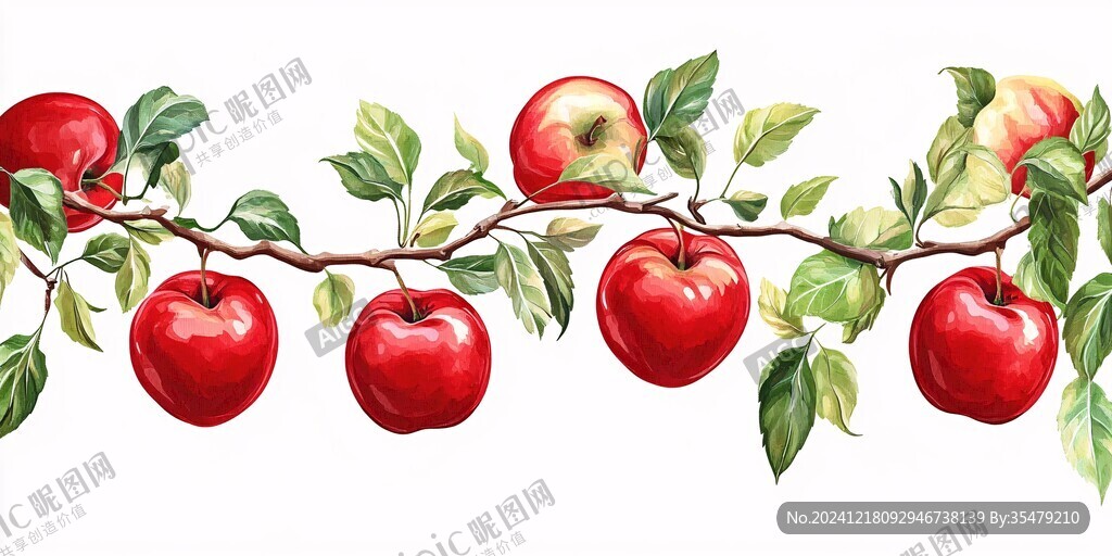 新中式装饰画手绘苹果