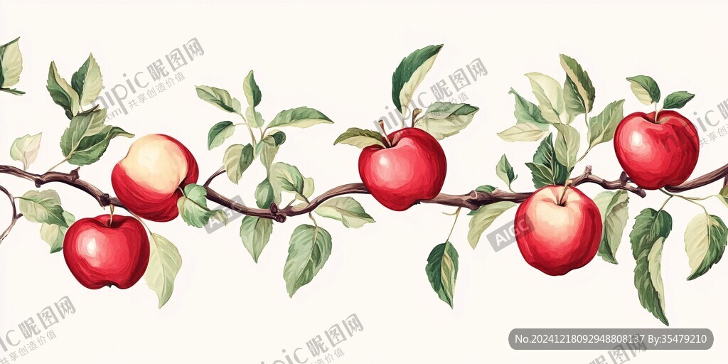 新中式装饰画手绘苹果