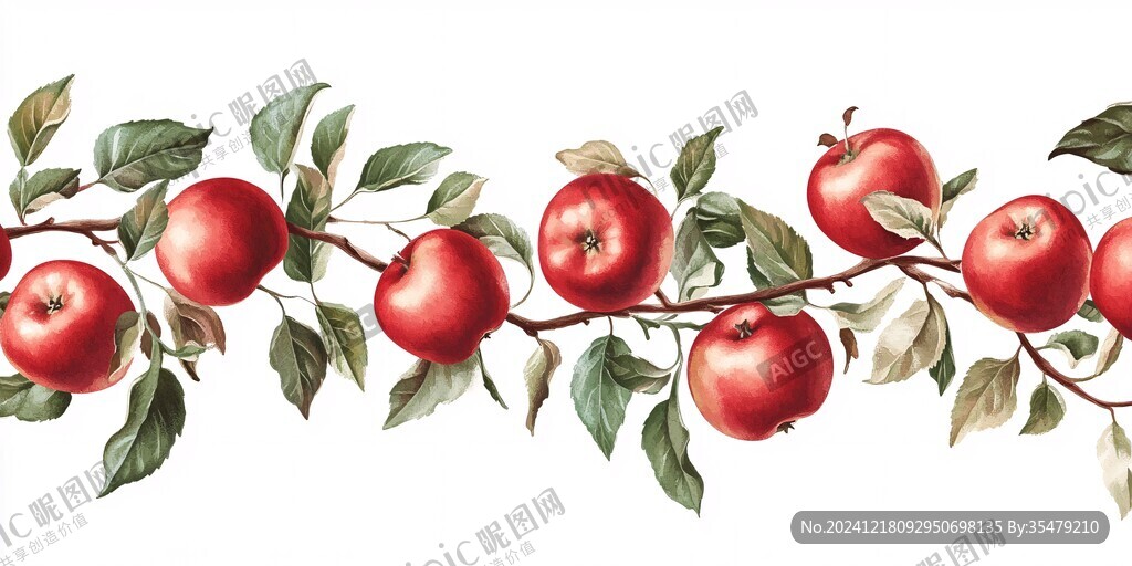 新中式装饰画手绘苹果