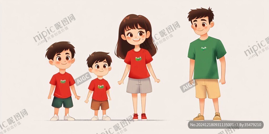 儿童全身像插画