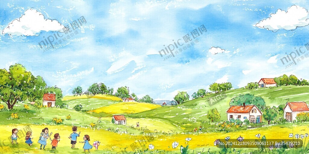乡村场景插画