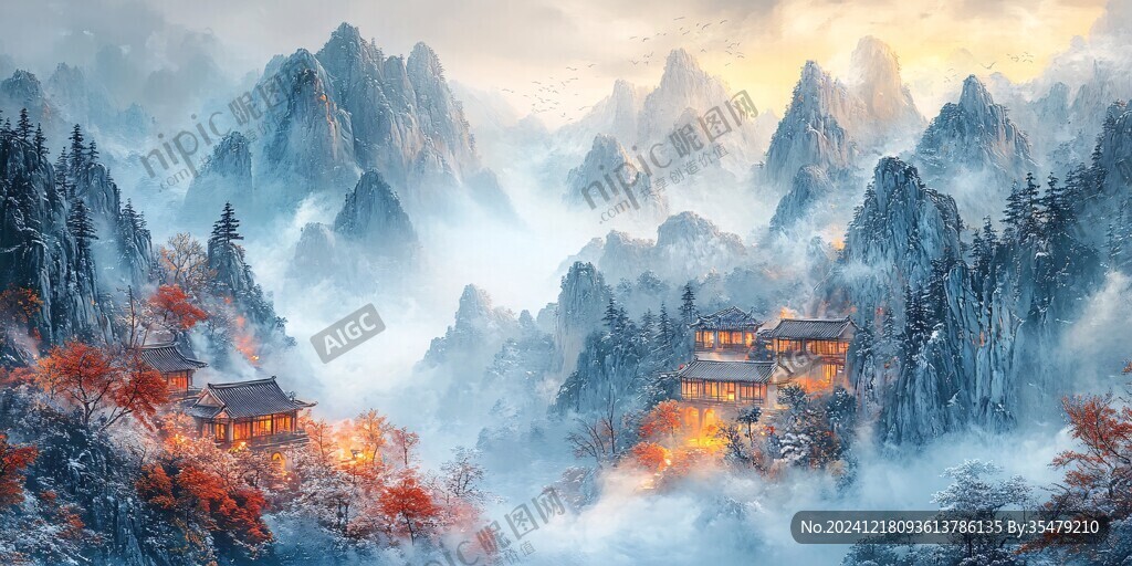 山水楼阁雅致意境风