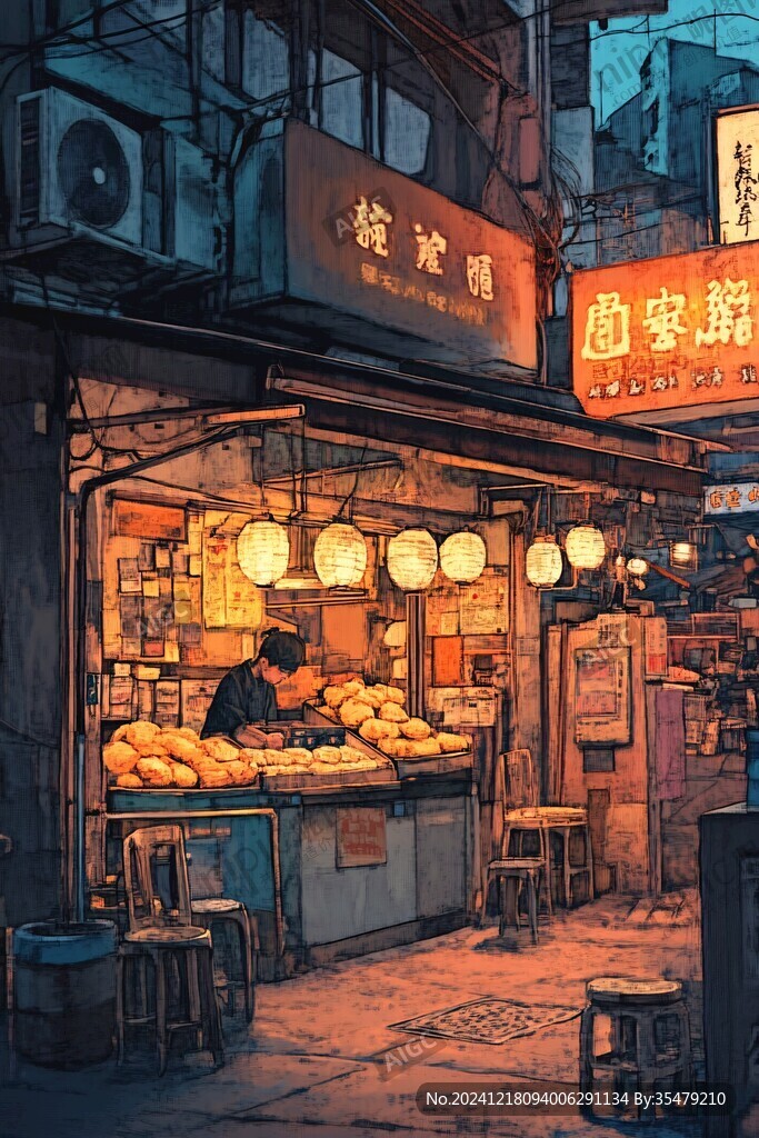 街边小店插画
