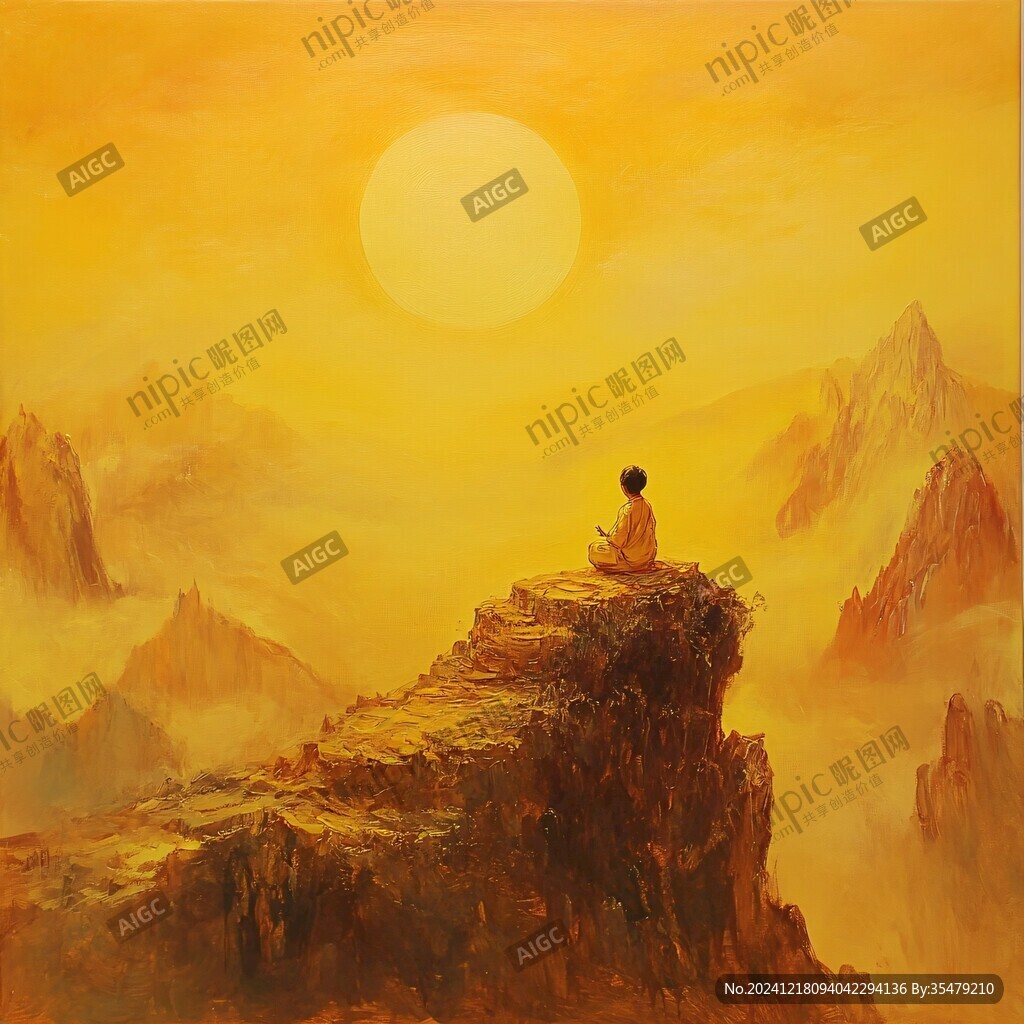 向往更高的山峰禅意画