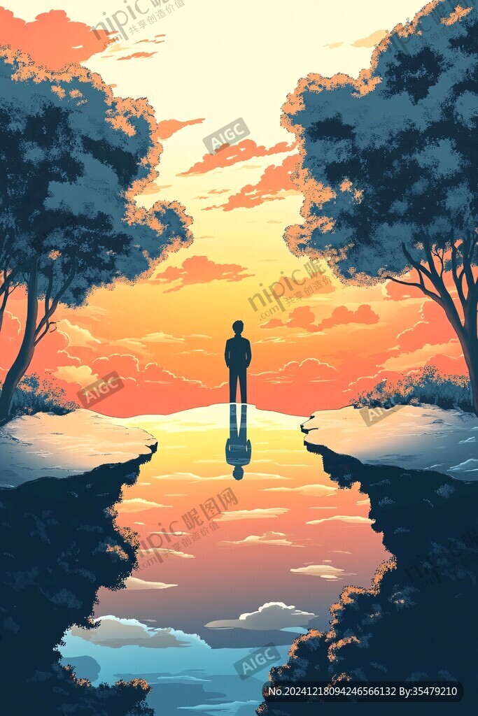 孤独背影插画