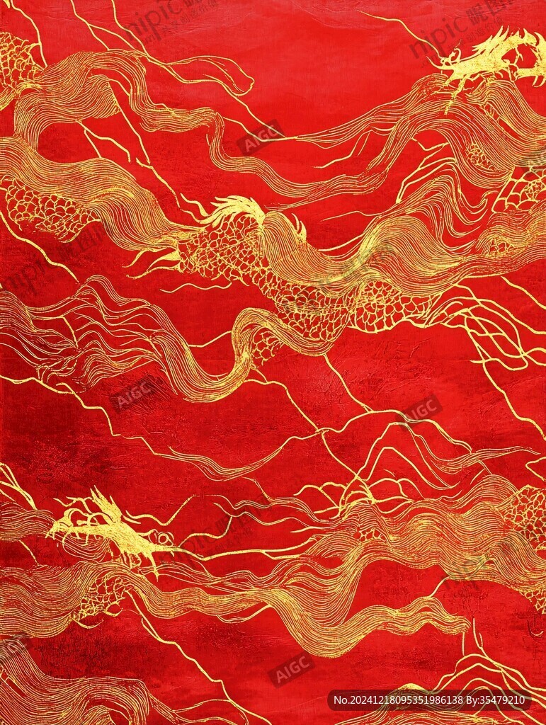 海水江崖纹绸缎行龙