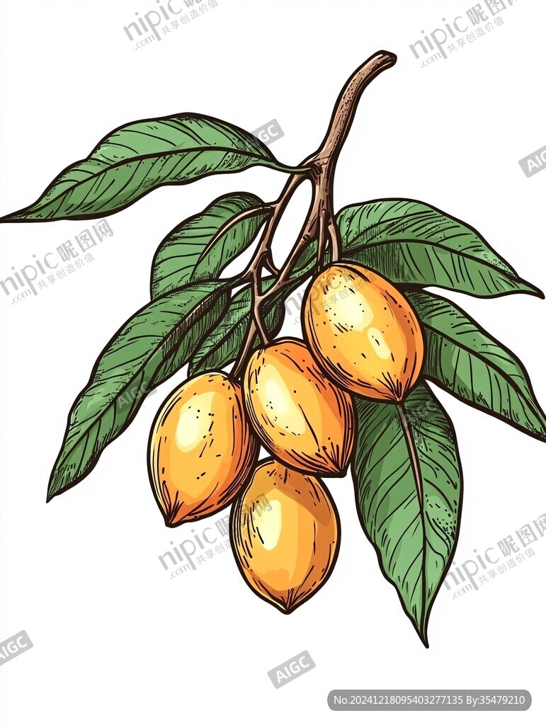 手绘黄皮果