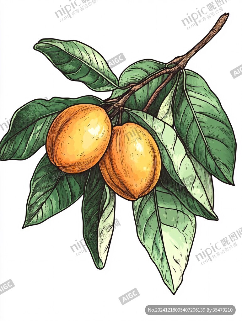 黄皮树插画