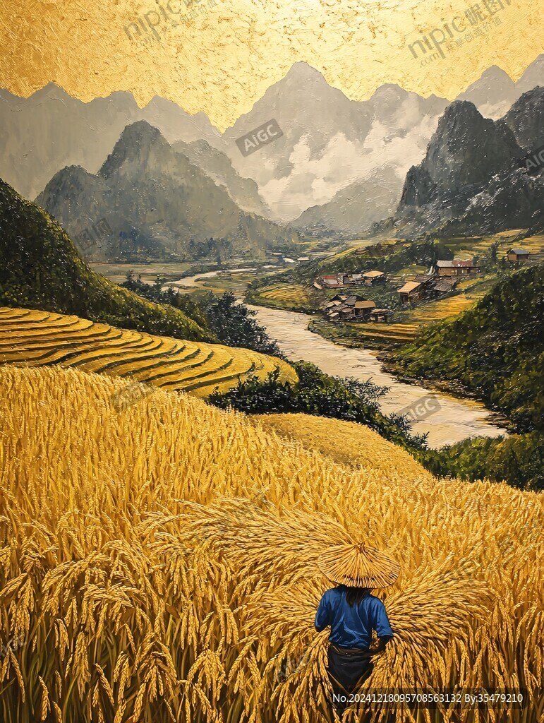 壮族收割场景