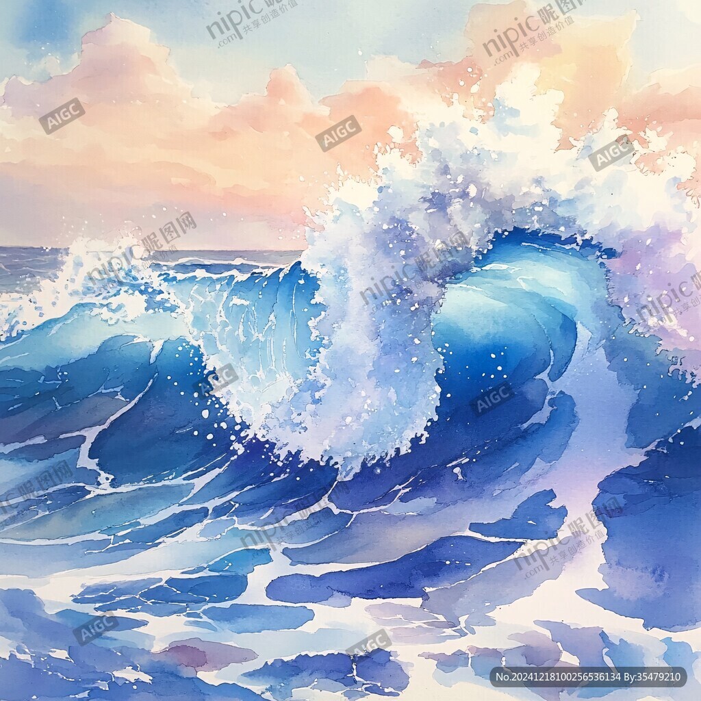 插画浪花