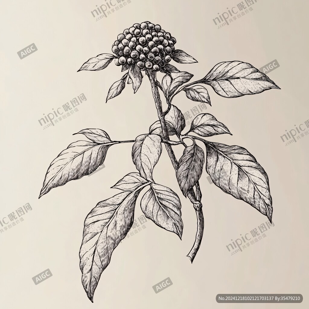 手绘吴茱萸