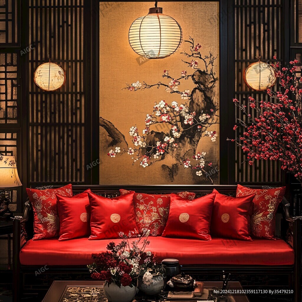 梅壁画墙纸