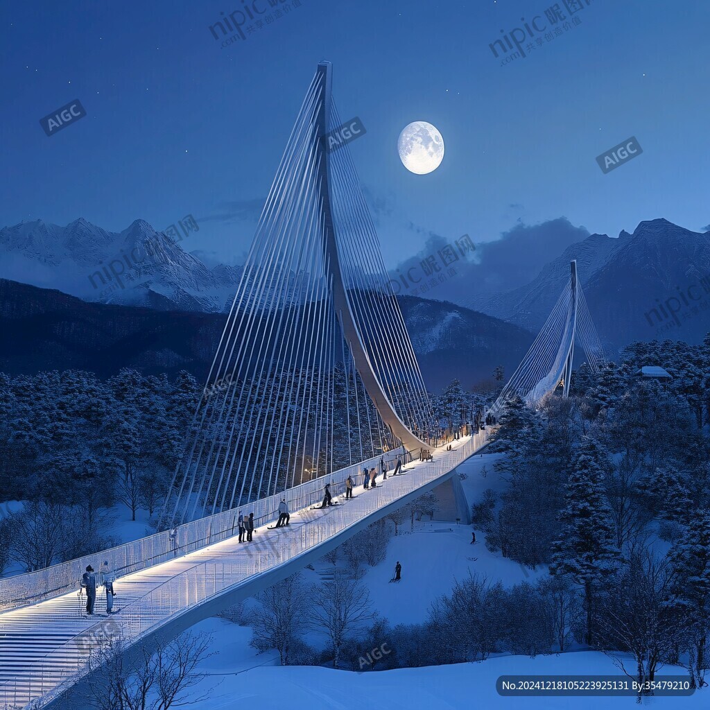 雪山桥梁图