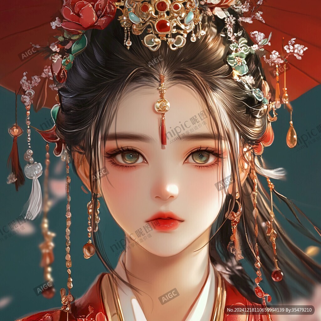 古风美女头像插画封面